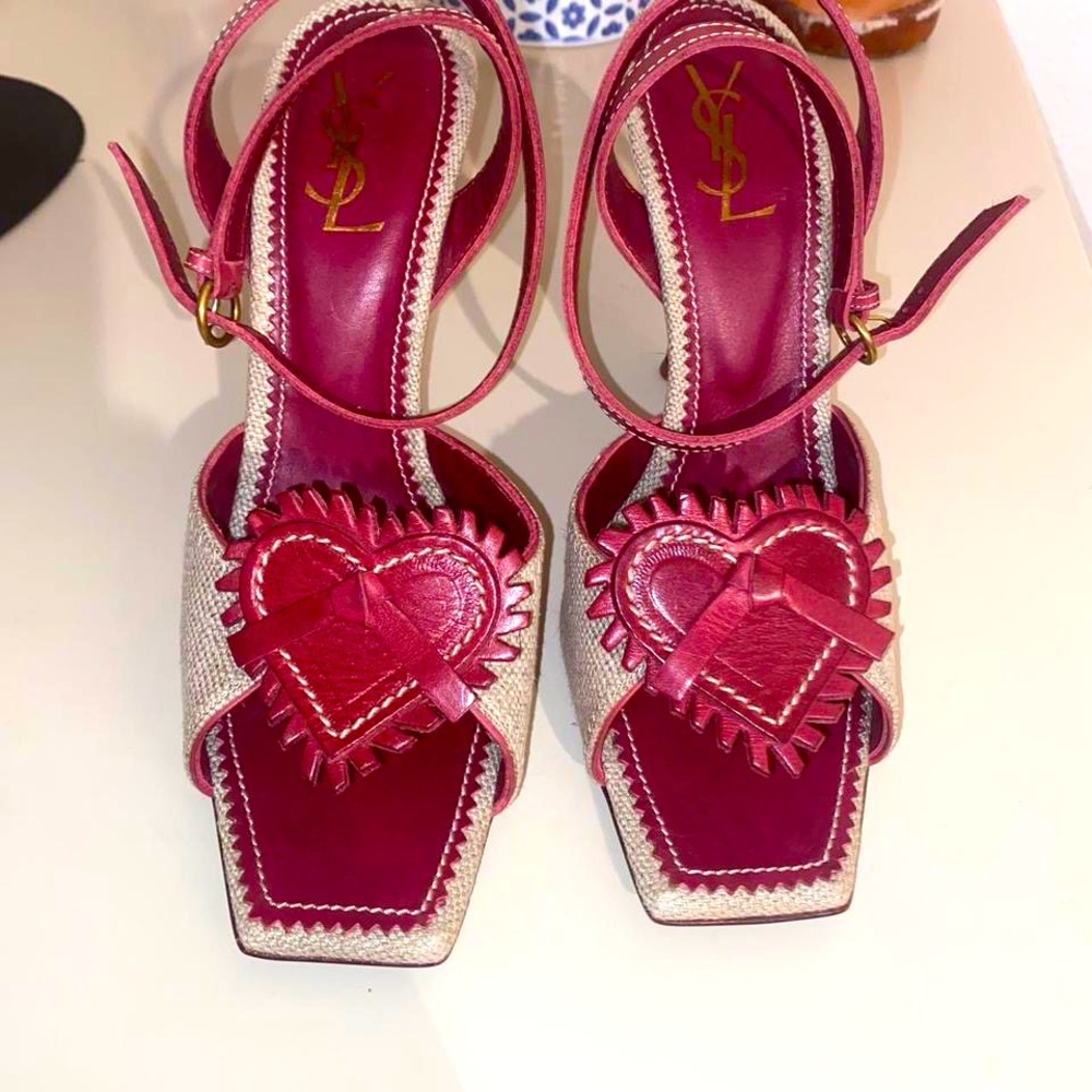 Super rare Yves Saint Laurent Heart Canvas Heels- never worn